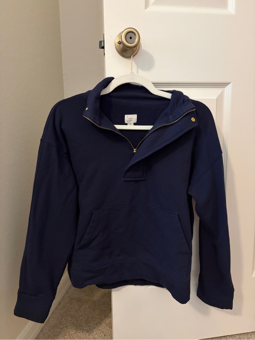 Navy Half-Zip Pullover Sweatshirt
